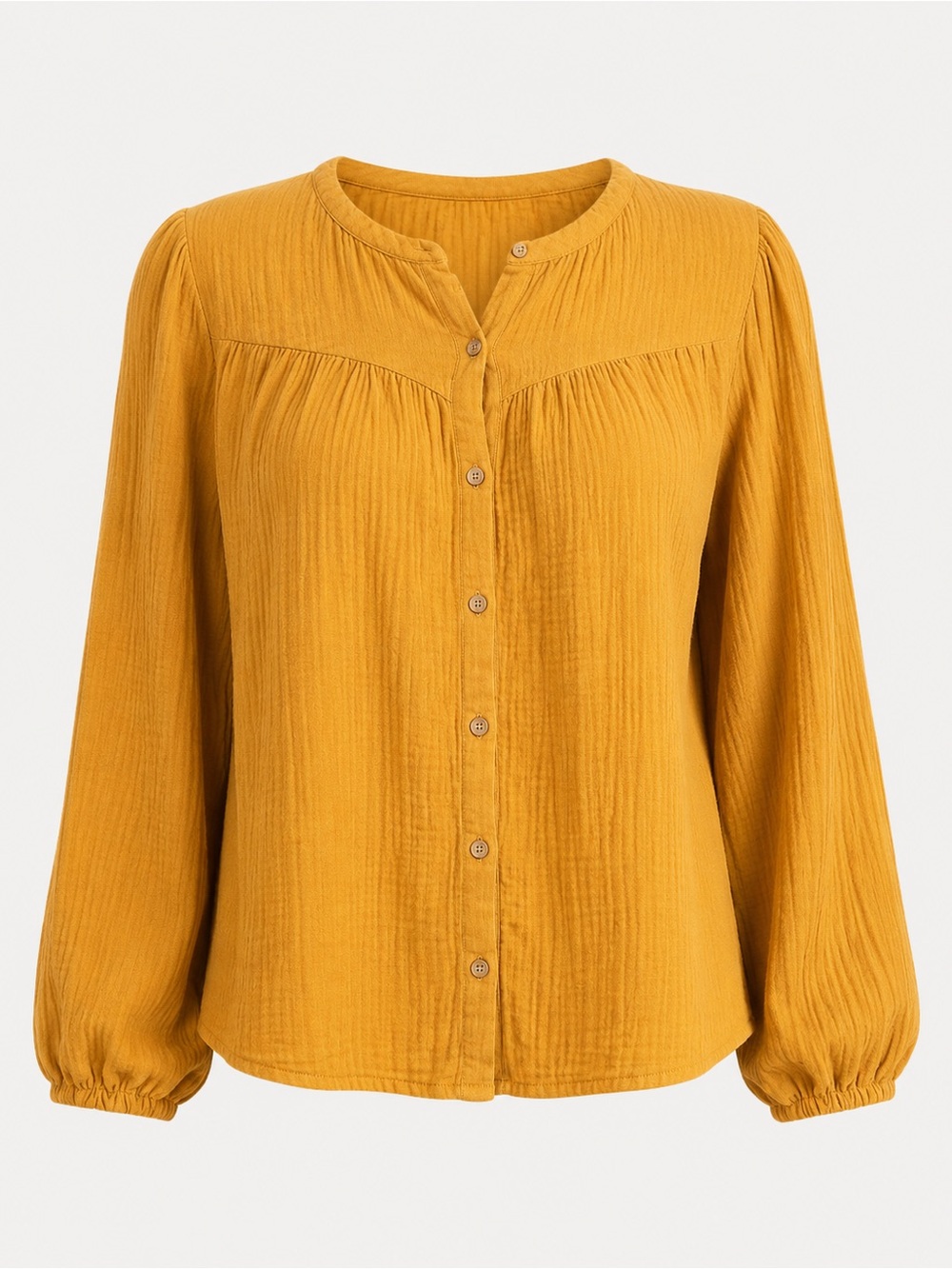 Universal Thread Mustard Crinkle Peasant Blouse XL